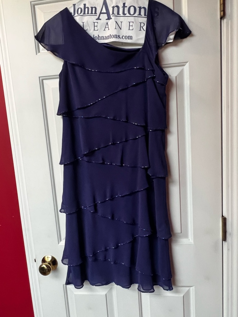 Elegant Patra Navy Layered Chiffon Midi Dress